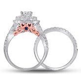 14kt Two-tone Gold Womens Round Diamond Bridal Wedding Engagement Ring Band Set 2.00  (Certified)